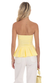 Strapless Peplum Top in Yellow
